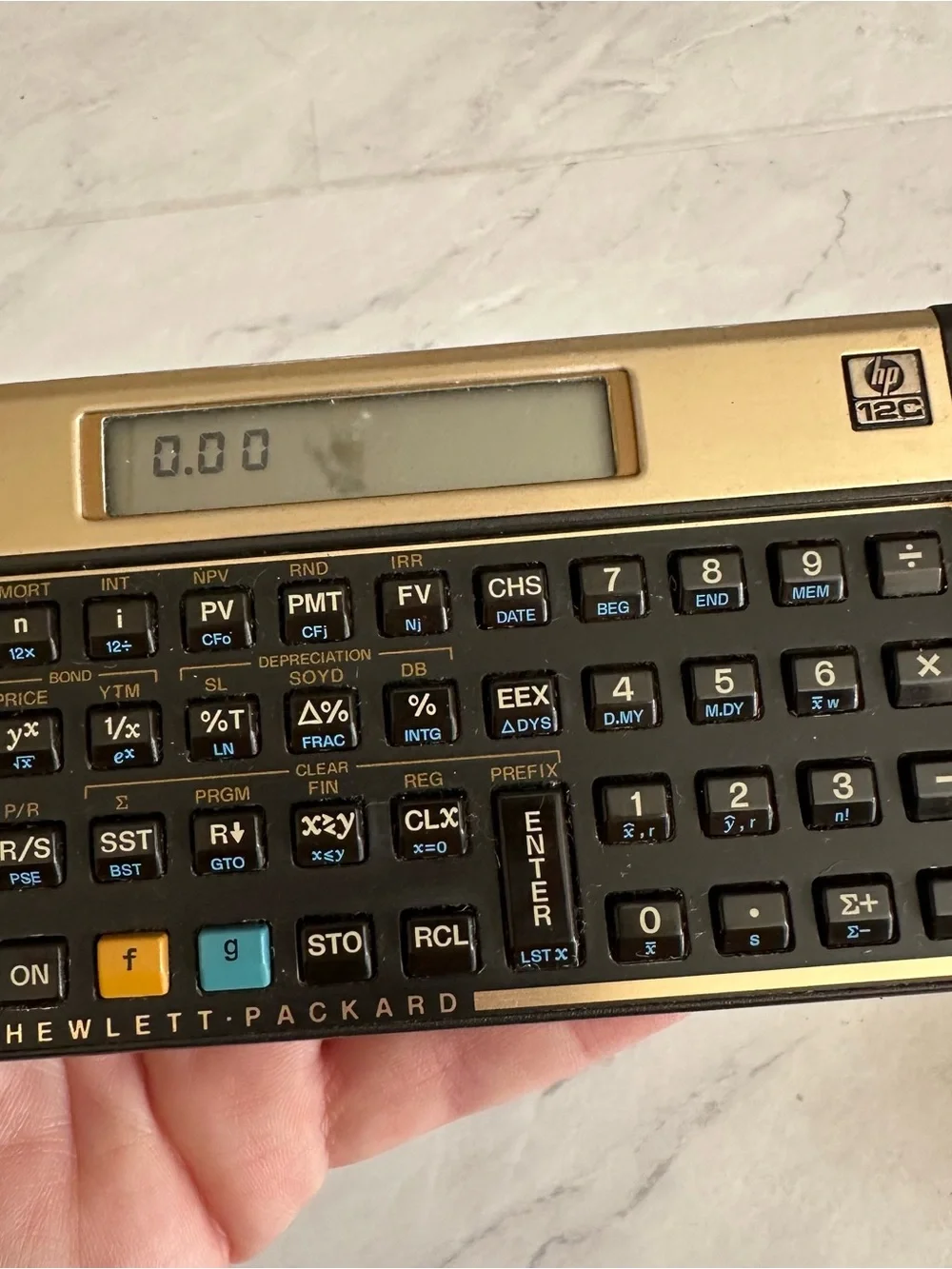 HP 12C 30th Anniversary Edition Financial Calculator Tested Works Gold w/ pouch